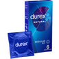 Durex Natural Classic condoms 6-pack showing sleek packaging with a focus on safety and comfort.