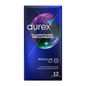 Condones Durex Placer Prolongado Retardante, paquete de 12 unidades, con envoltorio y marca visible.