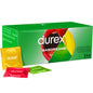 Condones Durex Pleasure Fruits de 144 unidades en la caja, con envoltorios coloridos y sabor frutal visible en la imagen.