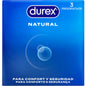 Durex Natural condoms pack of 3 units with a focus on a sleek, discreet design and clear packaging.