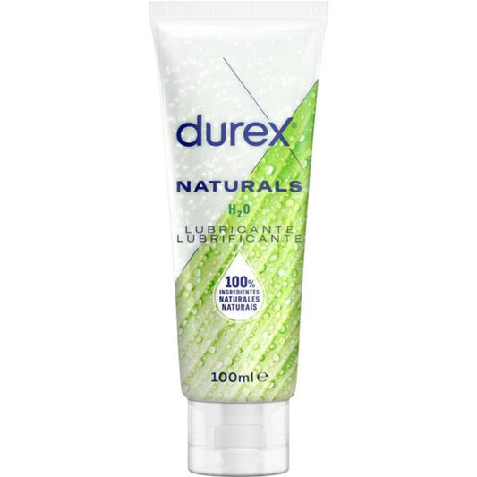 Gel lubricante natural DUREX Naturals Intimate en envase de 100 ml, presentación de DUREX LUBES, con textura suave y transparente.