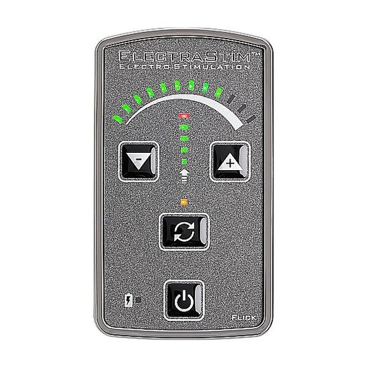 Electrastim Flick Stimulator Multi-Pack showing compact, handheld electronic devices with control buttons and colorful cables.