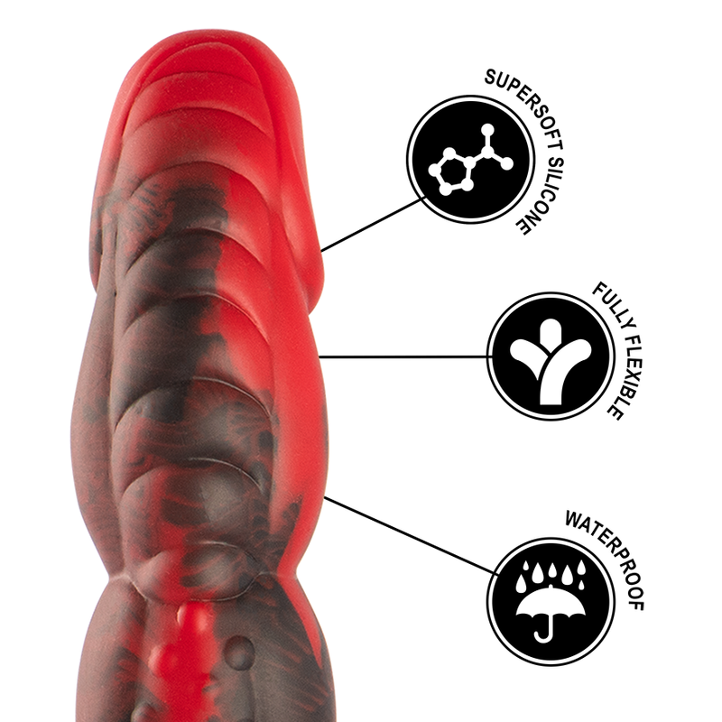 Dildo EPIC ARES Pasión Combativa, de color negro, con textura realista y tamaño mediano para uso íntimo.