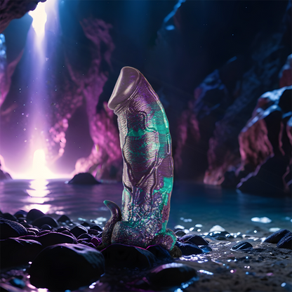 Dildo doble con textura escamosa de gran tamaño de la marca EPIC, diseñado para placer intenso y estimulación.