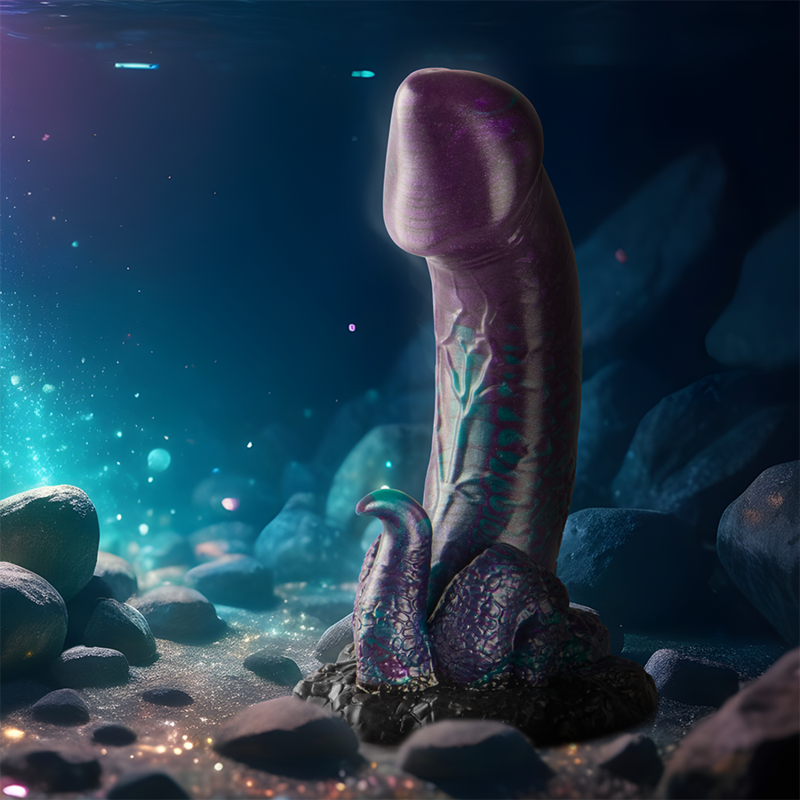 Dildo doble placer escamoso de tamaño pequeño de la marca EPIC, con textura en forma de escamas, diseñado para placer doble.