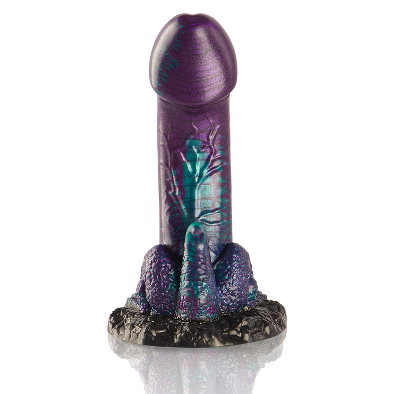 Dildo doble con textura escamosa de tamaño pequeño de la marca EPIC, diseñado para placer doble y estimulación intensa.