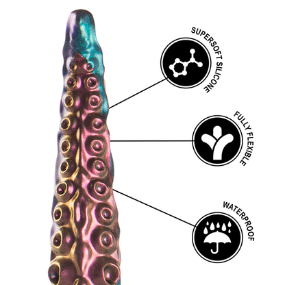 Dildo en forma de tentáculo pequeño de la marca EPIC, con detalles realistas y textura en la superficie.