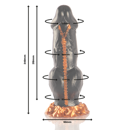 Dildo EPIC Deimos Poder del Éxtasis, con textura detallada y tamaño realista, diseñado para placer y satisfacción.