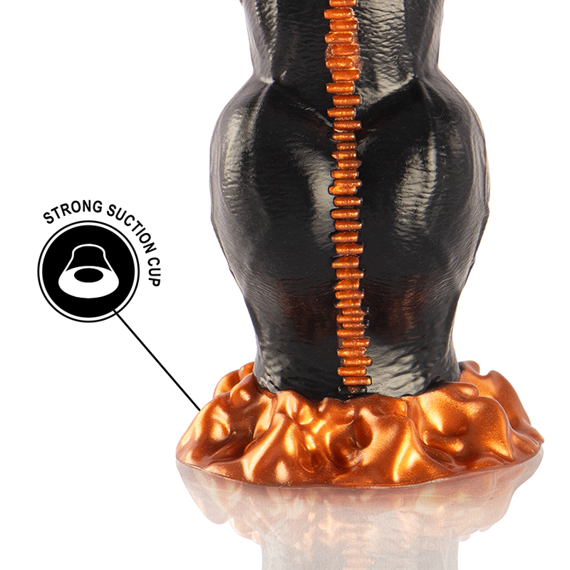 Dildo EPIC Deimos Poder del Éxtasis de color negro, con textura realista y tamaño mediano, diseñado para placer y estimulación.