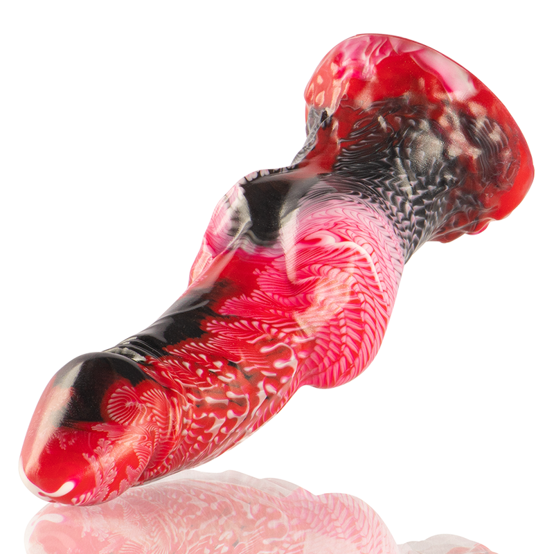 Dildo con testículos de la marca EPIC, modelo Helios, con efecto calor y sensación de éxtasis, en color neutro.