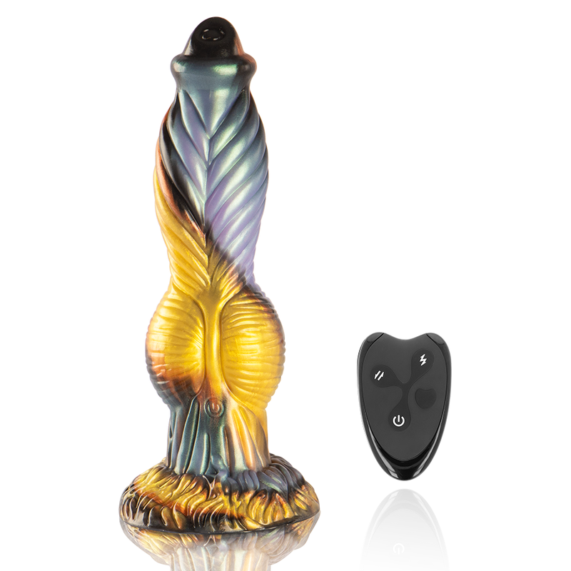 Dildo recargable EPIC Phoenix con control remoto, diseño ergonómico y detalles que resaltan en la imagen.
