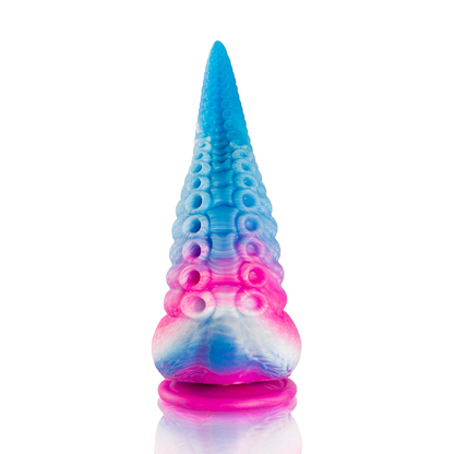 Dildo en forma de tentáculo azul pequeño de la marca EPIC, con detalles realistas y textura suave.