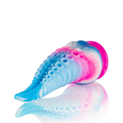 Dildo azul en forma de pulpo pequeño de la marca EPIC, con tentáculos y diseño detallado para uso íntimo.