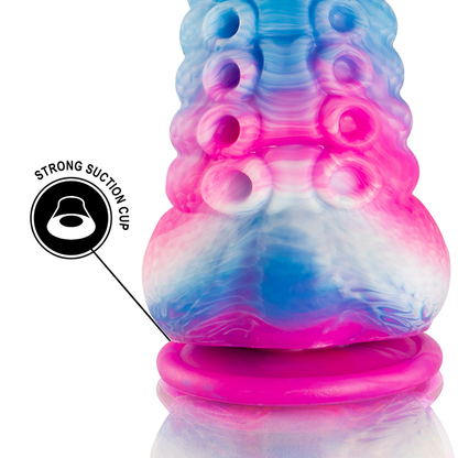 Dildo de tamaño pequeño en color azul con forma de tentáculo, de la marca EPIC, diseñado para uso íntimo.
