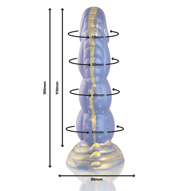 Dildo EPIC Poseidón Abrazo del Mar en color azul con detalles de textura marina, diseñado para placer y comodidad.