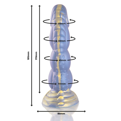 Dildo EPIC Poseidón Abrazo del Mar en color azul con detalles de textura marina, diseñado para placer y comodidad.
