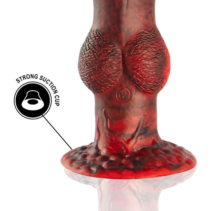 Dildo recargable EPIC Prometheus Titan en llamas con control remoto y diseño realista, ideal para placer y estimulación.
