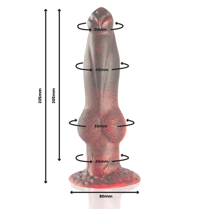 Dildo recargable EPIC Prometheus Titan en llamas con control remoto, diseño realista y detalles en llamas, para placer intenso.