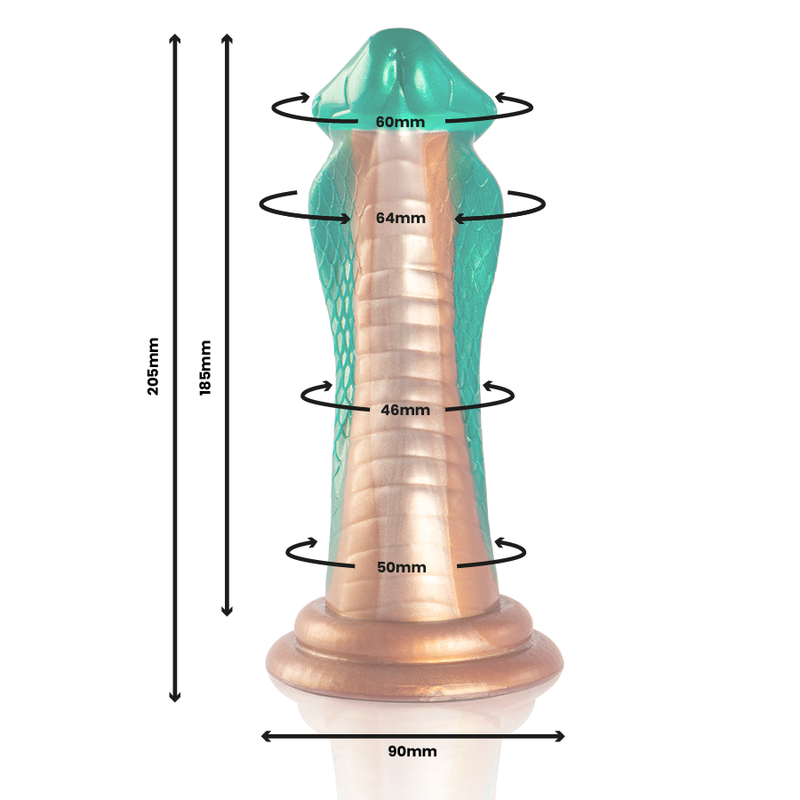 Dildo verde en forma de cobra de la marca EPIC, con textura detallada y diseño realista para uso íntimo.