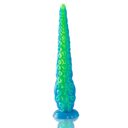 Dildo tentáculo fluorescente grande de la marca EPIC, con diseño fino y detalles que parecen tentáculos, para adultos.