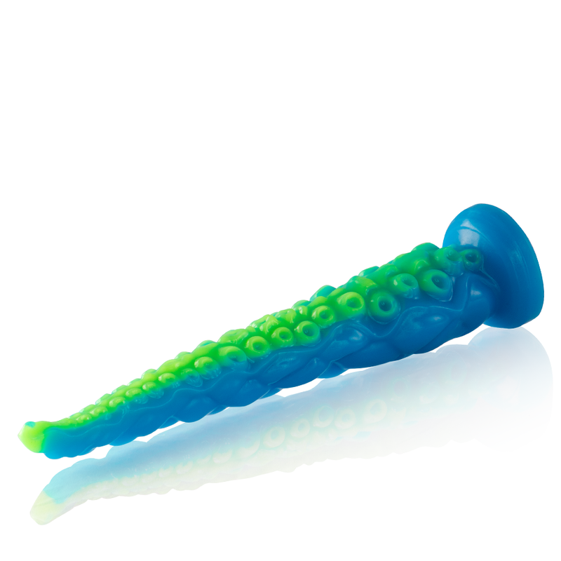 Dildo tentáculo fino fluorescente grande de la marca EPIC, con acabado detallado y diseño realista para uso íntimo.