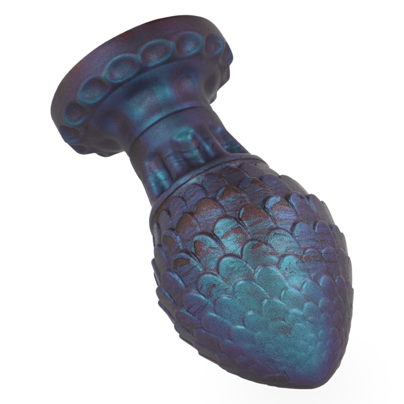 Plug anal en forma de huevo de dragón de la marca EPIC, tamaño grande, con diseño detallado y color vibrante.