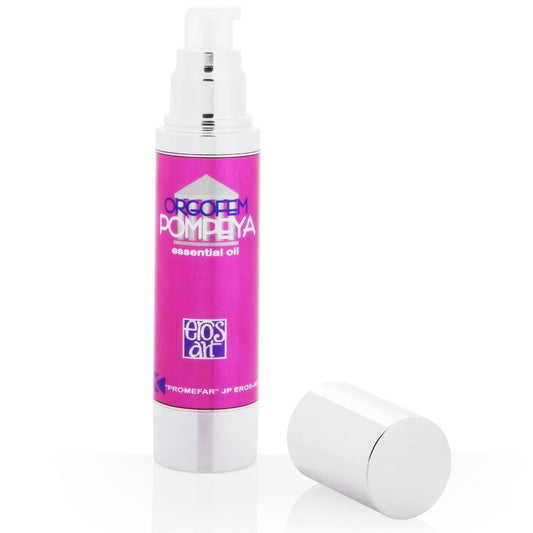 Aceite íntimo estimulante de Pompeya femenino de la marca EROS-ART, frasco con aceite para uso personal y bienestar.
