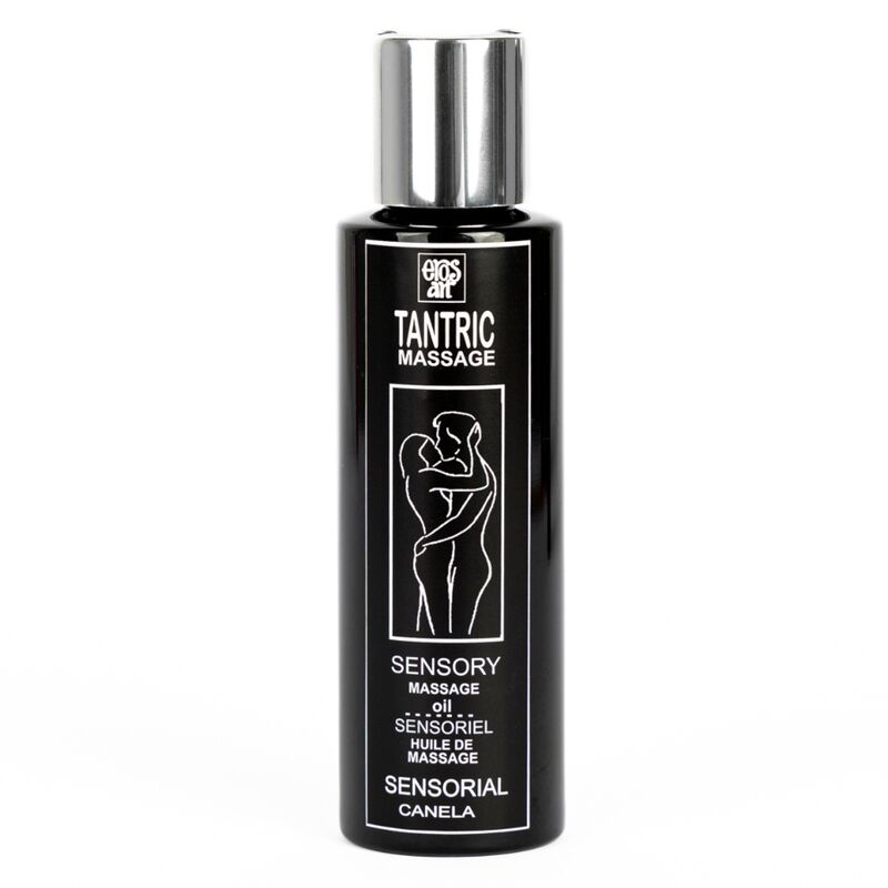 Aceite de masaje tántrico natural y afrodisíaco con canela de la marca EROS-ART, envase de 100 ml.