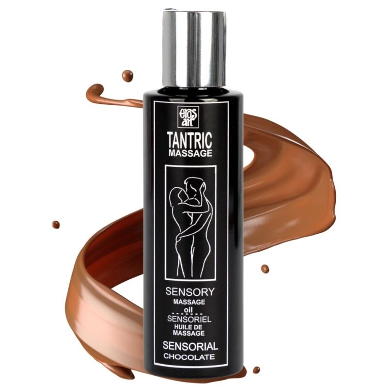 Aceite de masaje tántrico natural con aroma a chocolate de la marca EROS-ART, frasco de 100 ml para relajación y sensualidad