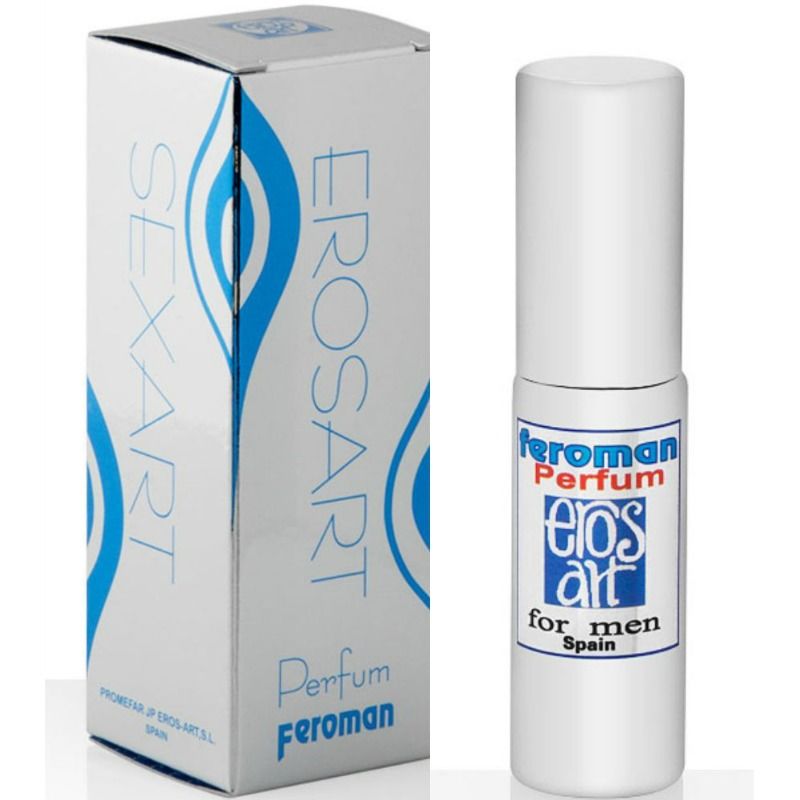 EROS-ART Feroman perfume for men in a 20 ml bottle, featuring a sleek design and aromatic fragrance.