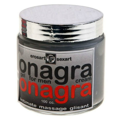Gel potenciador para hombres EROS-ART con onagra, frasco de 100 cc, muestra el envase y la etiqueta del producto.