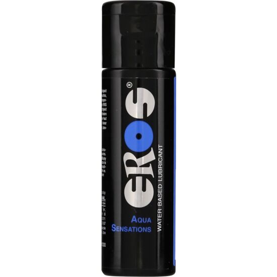 EROS Aqua Sensations water-based lubricant 30 ml bottle with a sleek design on a neutral background.