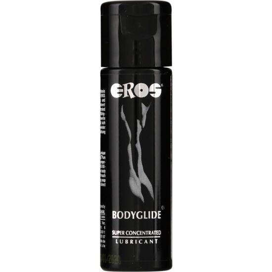 Lubricante de silicona superconcentrado EROS Bodyglide de 30 ml, en envase con tapa, para uso íntimo y de alto rendimiento