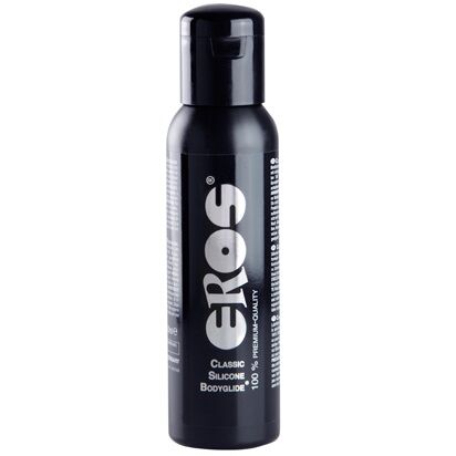 EROS Classic Silicona Bodyglide 50 ml bottle with sleek design, featuring a flip-top cap and clear liquid inside.