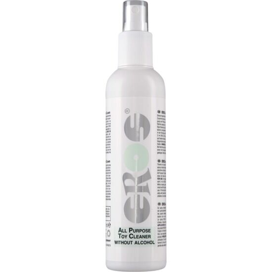 Limpador multiusos para juguetes EROS de la línea EROS CLASSIC, botella de 200 ml con etiqueta blanca y azul.