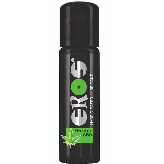 Lubricante híbrido con CBD de 100 ml de la línea EROS CLASSIC LINE, botella con envase transparente y etiqueta.