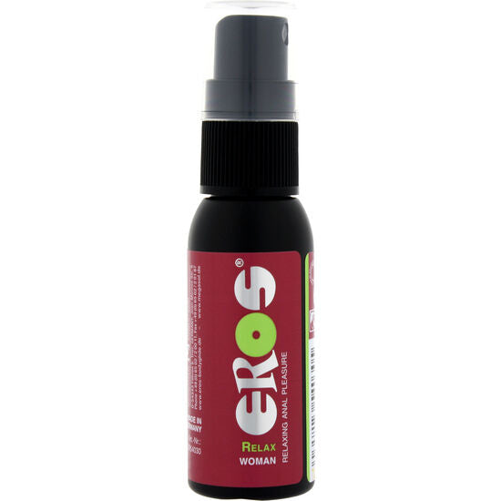 EROS Classic Line 30 ml anal relaxant for women in a sleek bottle with a label featuring product details.