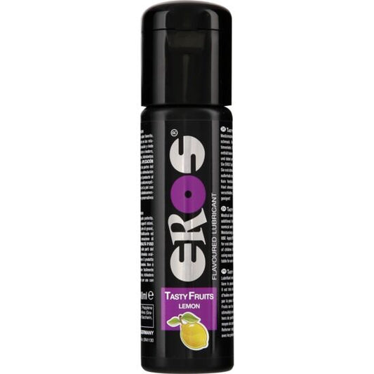 EROS Classic Line Tasty Fruits Lemon lubricant 100 ml bottle with a vibrant lemon design and easy-to-use cap.