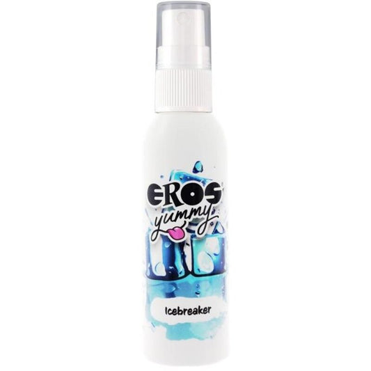 Spray corporal EROS YUMMY ICEBREAKER de 50 ml, envase con diseño y spray para uso en el cuerpo, de la línea EROS CLASSIC LINE.