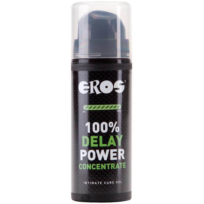 Gel retardante concentrado EROS POWER LINE, frasco de 30 ml con envase transparente y etiqueta con detalles del producto.