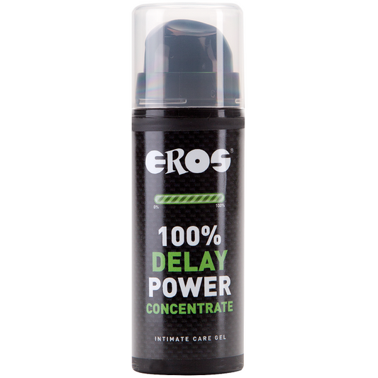 Gel retardante concentrado EROS POWER LINE, frasco de 30 ml con envase transparente y etiqueta con detalles del producto.