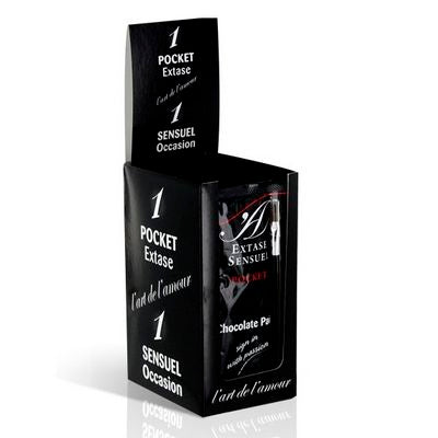 EXTASE SENSUAL chocolate body paint in a 10 ml tube, showcasing rich brown color and smooth texture in a playful setting.