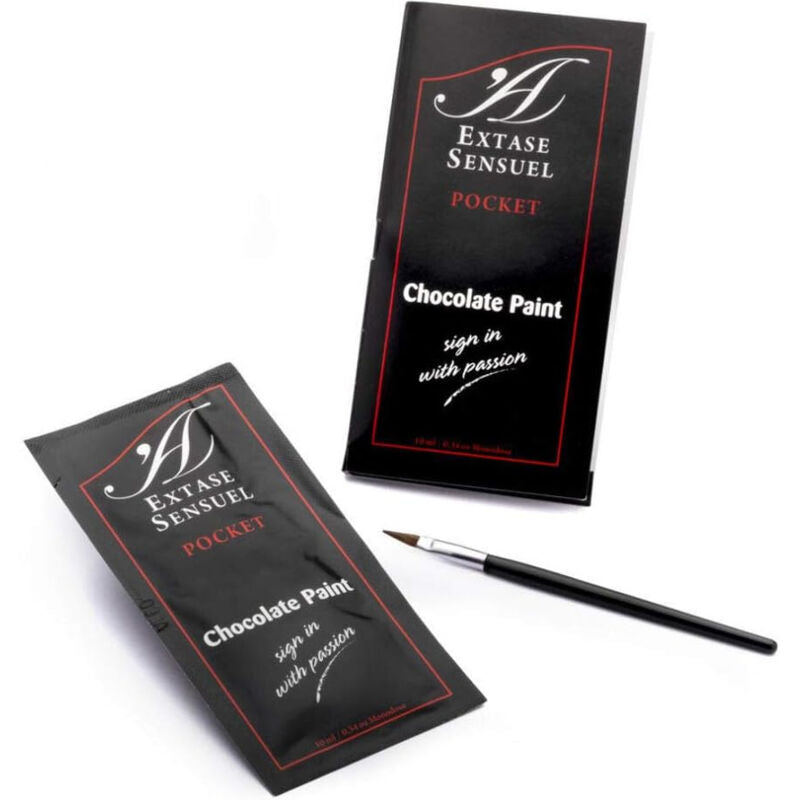 EXTASE SENSUAL chocolate body paint in a 10 ml tube, showcasing rich brown color and sleek packaging design.
