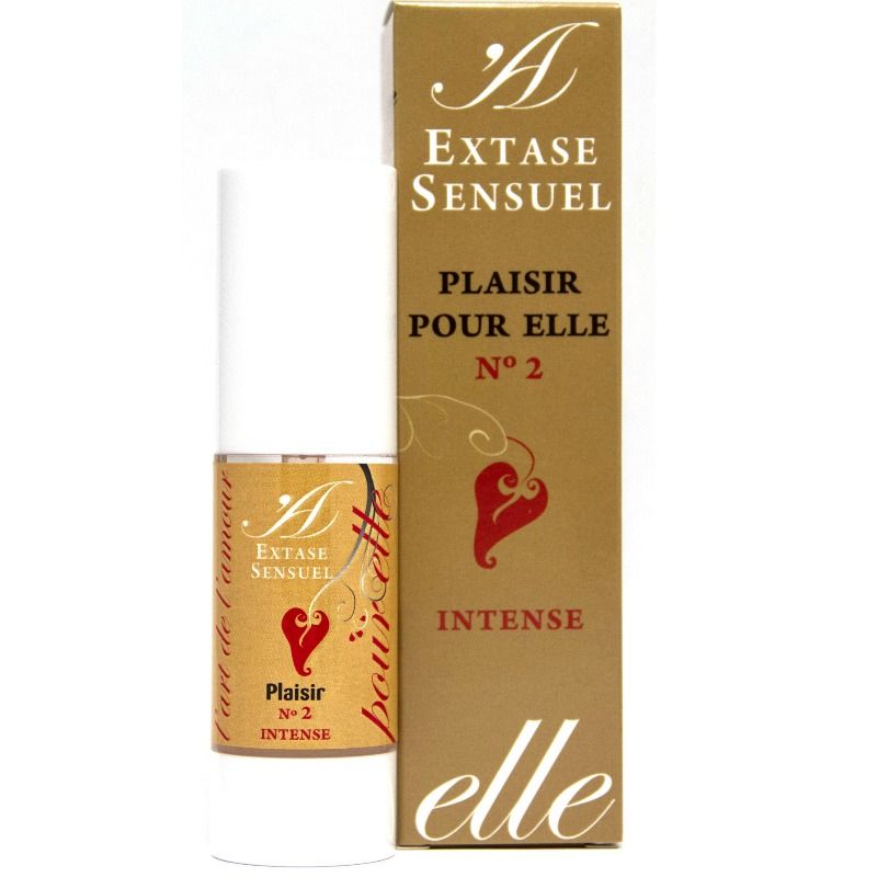 EXTASE SENSUAL Crema Estimulante para Ella 2 in a sleek tube with a floral design on the label against a neutral background.