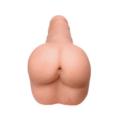 Masturbador todo en uno XL de EXTREME TOYZ, con detalles realistas para pene y ano, en color transparente.