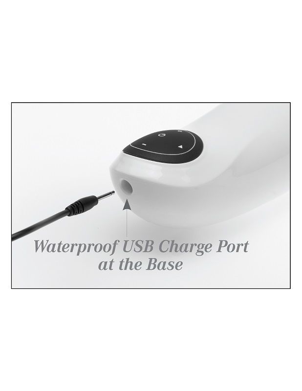 White EXTREME TOYZ PDX Mega Bator USB male masturbator with realistic vagina design.