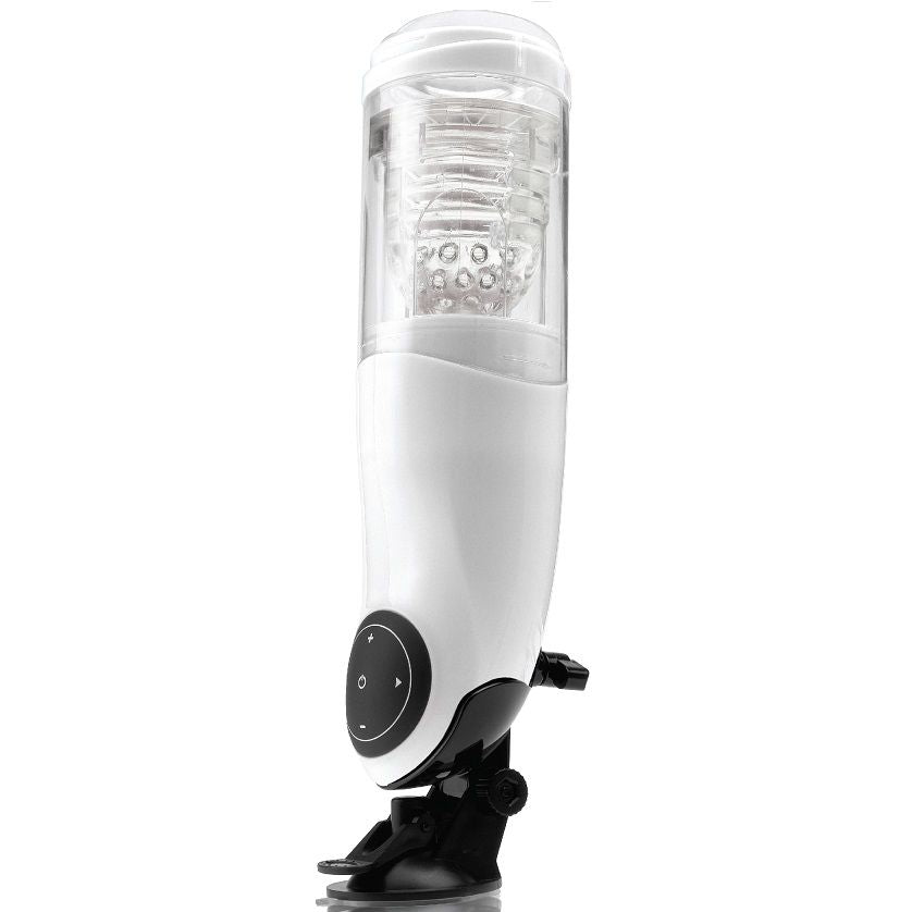 White EXTREME TOYZ PDX Mega Bator USB male masturbator featuring a detailed vagina design.