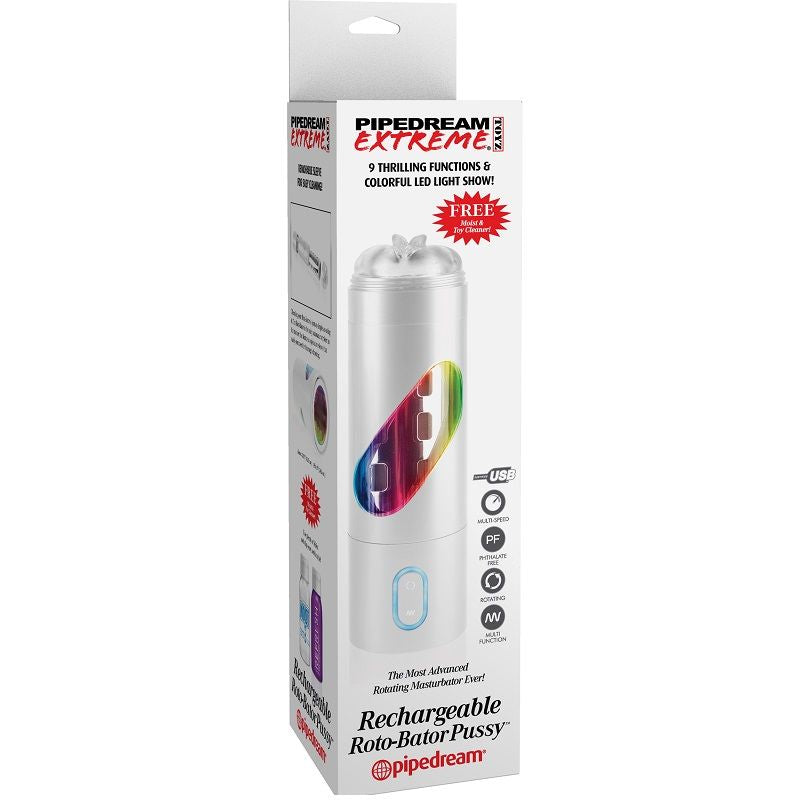 Extreme Toyz Roto Bator USB male masturbator with realistic vagina design, showcasing its detailed texture and features.