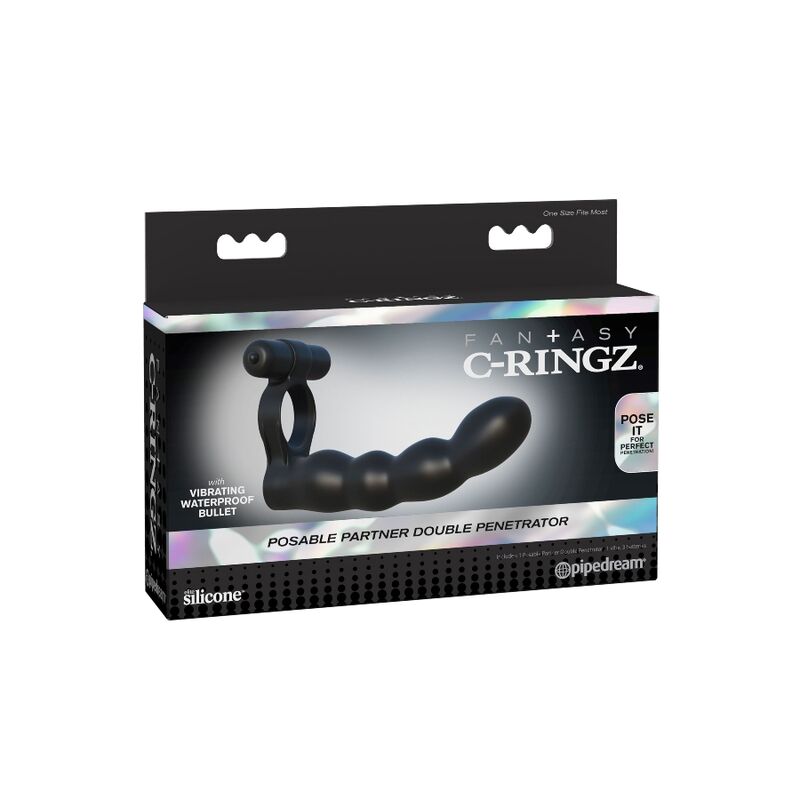 Anillo doble de penetración de la marca Fantasy C-Ringz, con diseño posable y material suave para mayor comodidad.