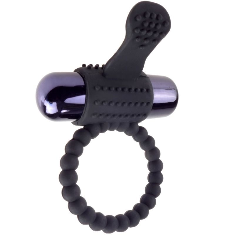 Anillo vibrador de silicona negro de la marca Fantasy C-Ringz, diseñado para placer y estimulación.